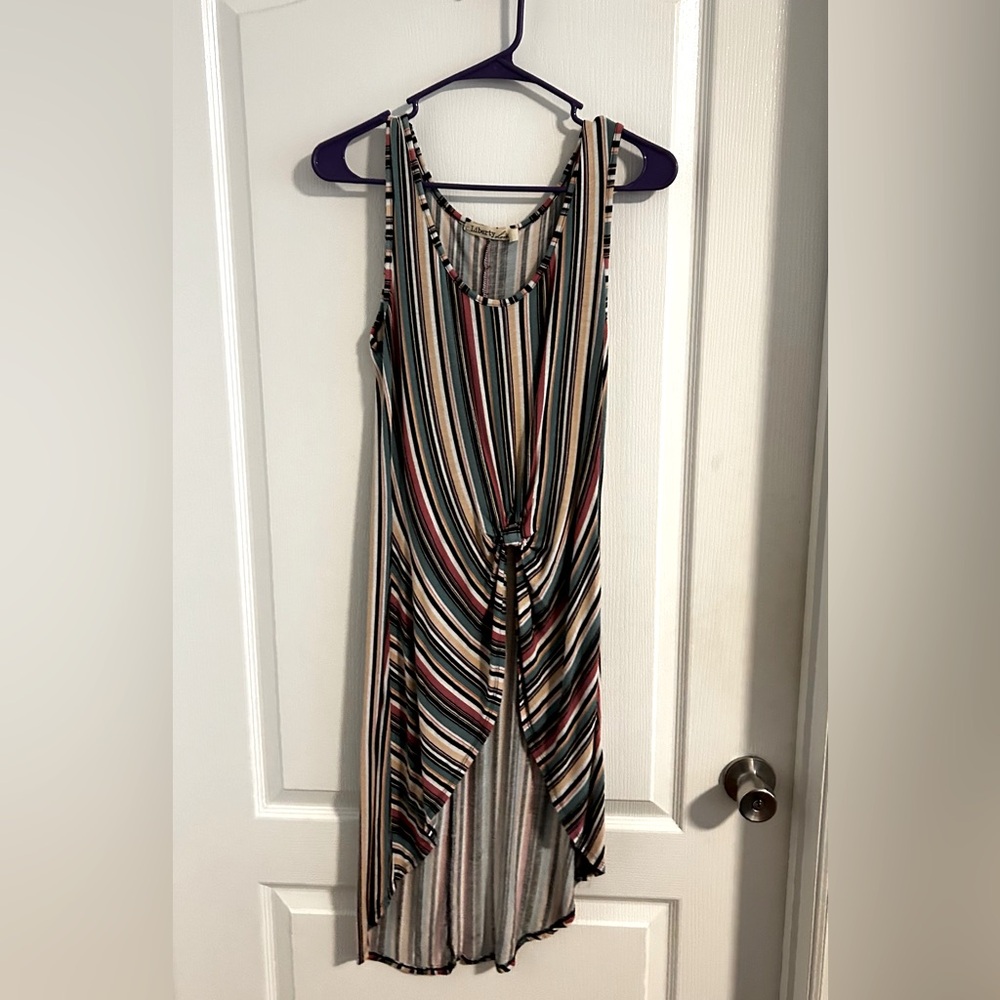 Liberty Love | front knot striped tunic tank top